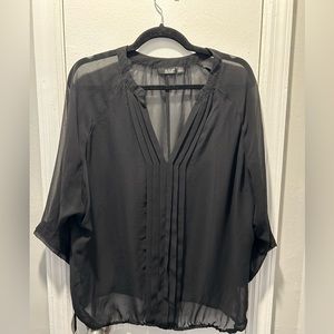 Black sheer 3/4 sleeve blouse.